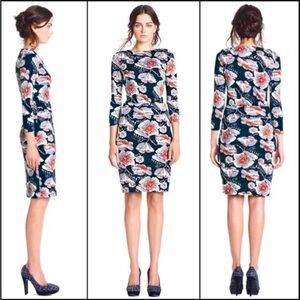 Tory Burch silk floral knee-length sheath “Shiela” dress